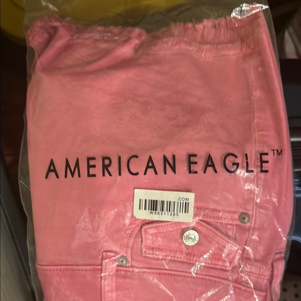 American Eagle Bright Pink Denim Shorts high rise shortie